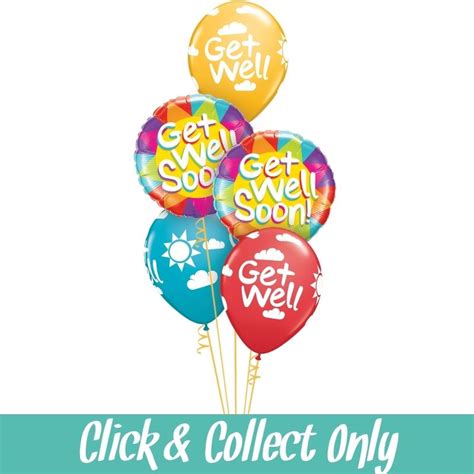 Get Well Soon Inflated 5 Balloon Bouquet Buy Online