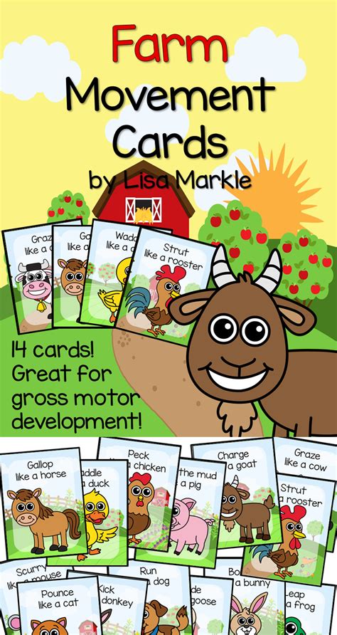 Farm Animal Movement Cards For Preschool And Brain Break Farm Theme