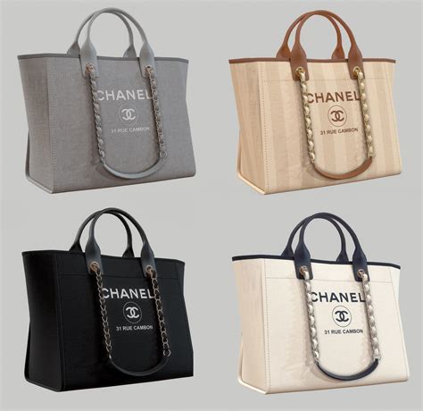 Chanel Shoper Bag Canvas Deauville Tote 3d Model Collection Cgtrader