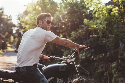 Handsome Young Man On Motorcycle Stock Photo 124064 Youworkforthem