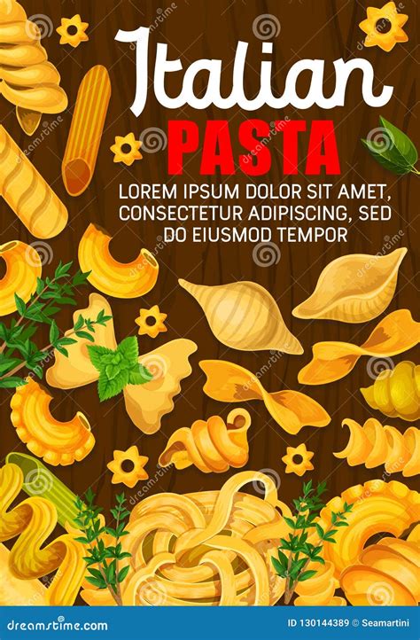 Italian Cuisine Traditional Pasta Spaghetti Poster Stock Vector