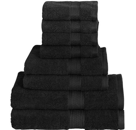 Set includes onebath towel, one face towel, and one hand towel. 8 Piece Towel Set (Black); 2 Bath Towels, 2 Hand Towels ...