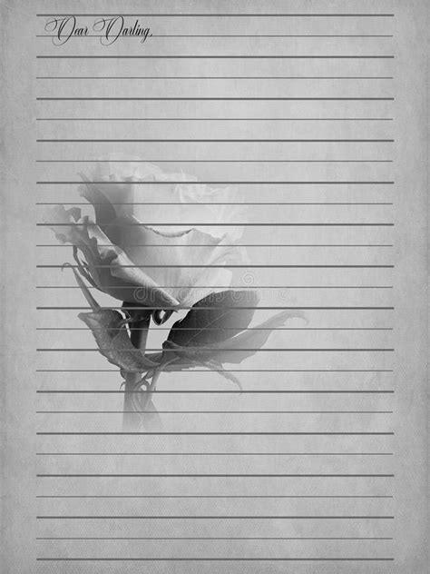Vintage Romantic Writing Paper For Letters In Black And White Stock