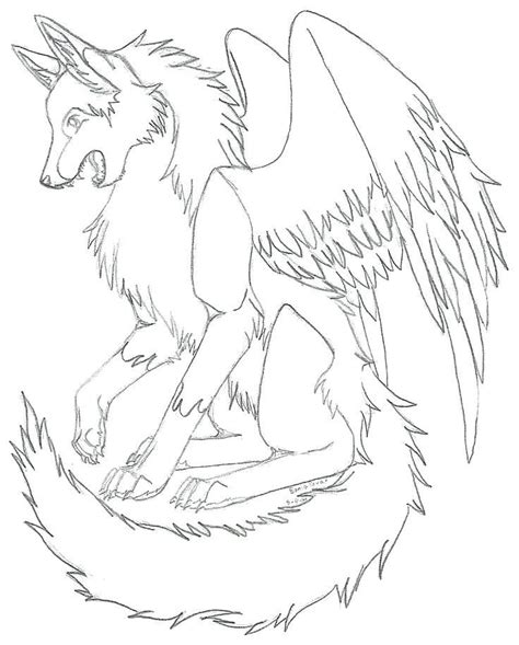 Winged Wolf Coloring Pages Wolf Pack Coloring Pages Anime