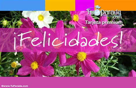 Felicidades Con Flores En Lila Y Rosa Tarjetas De Modelos De Flores