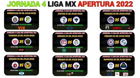 Fechas Horarios Y Canales Confirmados Para Todos Los Partidos De La Jornada 4 Liga Mx Apertura