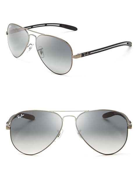 Ray Ban Rubber Temple Aviator Sunglasses In Metallic For Men Lyst