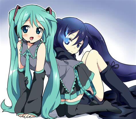 Miku And Black Rock Shooter Hatsune Miku Anime Chibi Animation Artwork