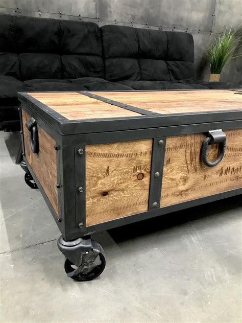 Elephance round coffee table with storage, 35.8 inch rustic wood coffee table with strong metal frame for living room, dining room, cocktail table, round sofa table (almond) 4.6 out of 5 stars. Industrial Locking chest/ rustic coffee table/ storage ...