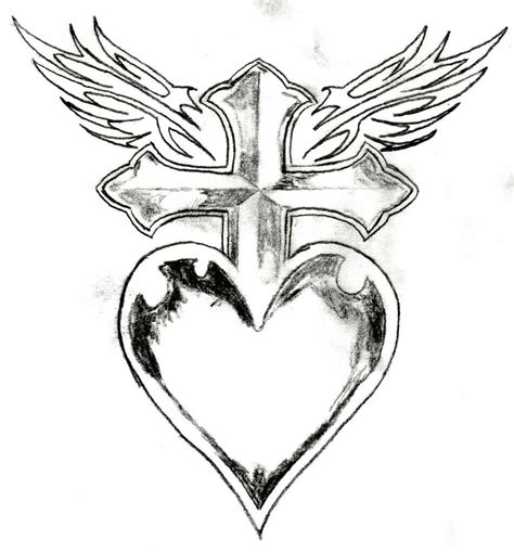 Cross Heart Wings Heart Drawing Cross Drawing Heart With Wings Tattoo