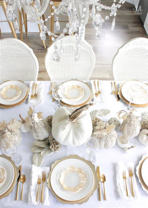 See more ideas about table settings, elegant table settings, table decorations. Elegant Thanksgiving Table In White & Gold - Summer Adams