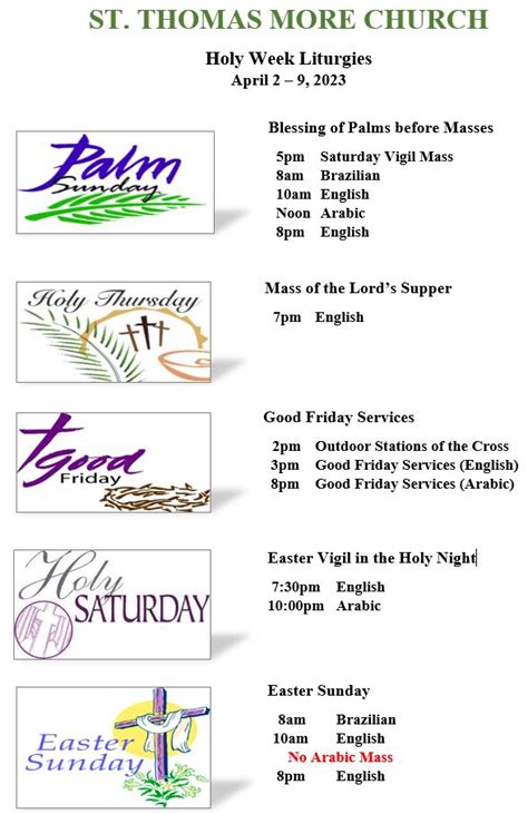 Holy Week Mass Schedule St Thomas More Church
