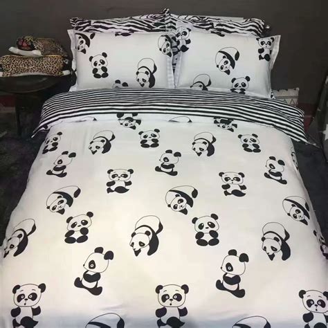 100 Cotton Black White Cute Panda Bedding Sets Queen Sizewhite Black