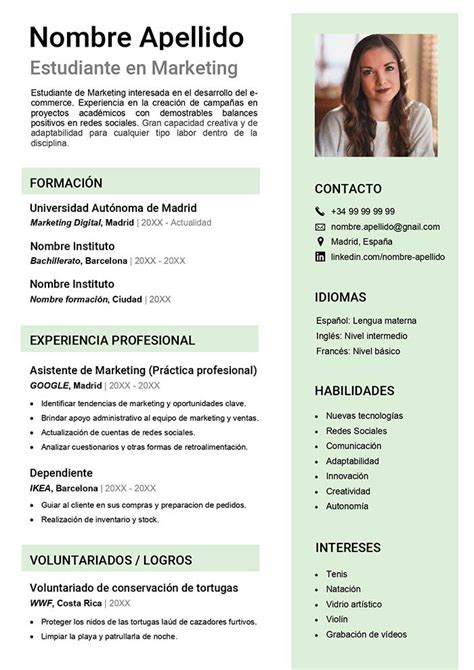 Plantillas De Cv Para Estudiantes