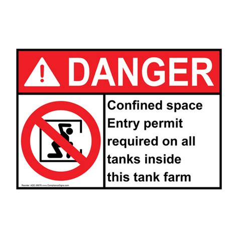 Danger Sign Confined Space Entry Permit Ansi