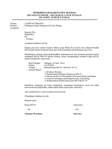 Berikut kami berikan contoh surat undangan resmi yang bisa dijadikan referensi dalam pembuatannya. Contoh Undangan Rt Untuk Warga - Aneka Macam Contoh