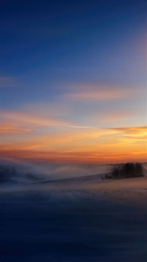 Winter Dawn Sunrise Sky Fog 720x1280 Wallpaper