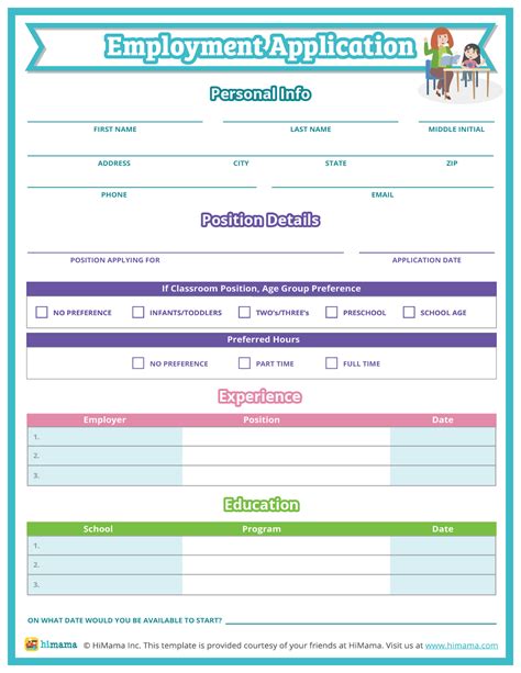 Daycare Job Application Form Free Templates Himama