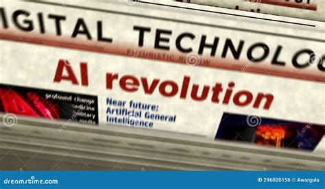 AI Revolution and Artificial Intelligence Technology Newspaper Printing