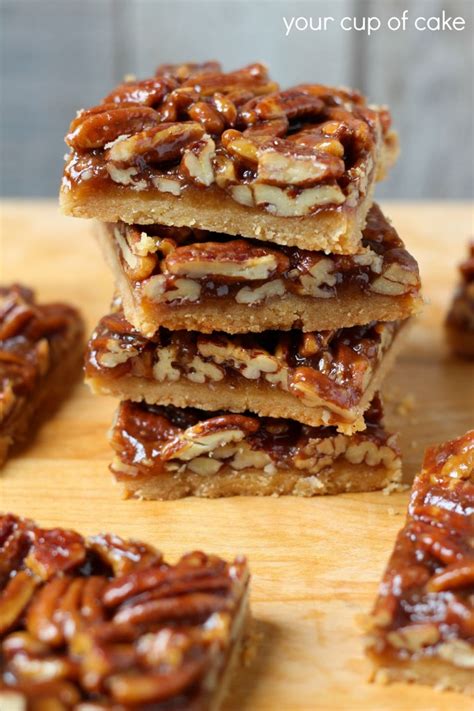 Get the recipe for chocolate pecan pie bars using swerve! Pecan Pie Bars - Your Cup of Cake