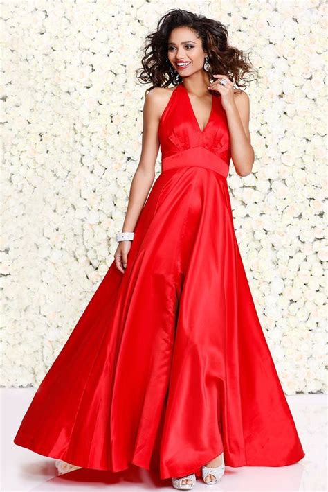 Red Halter Neck Long Prom Dress Halter Prom Dresses Evening