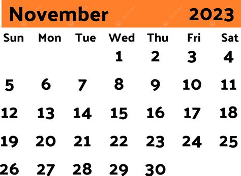 Calendario Naranja Noviembre 2023 Png Calendario 2023 Calendario