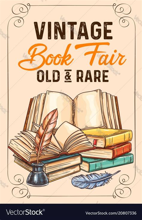 Sketch Poster Of Old Rare Vintage Books Vector Image On Vectorstock