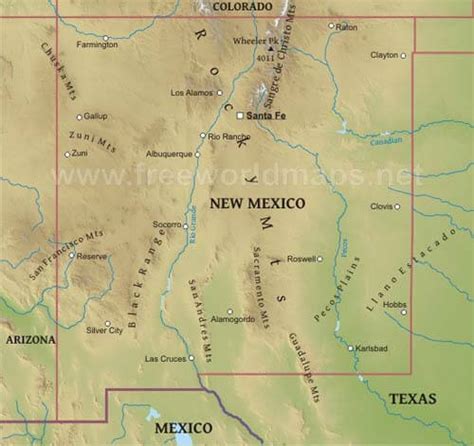 Physical Map Of New Mexico