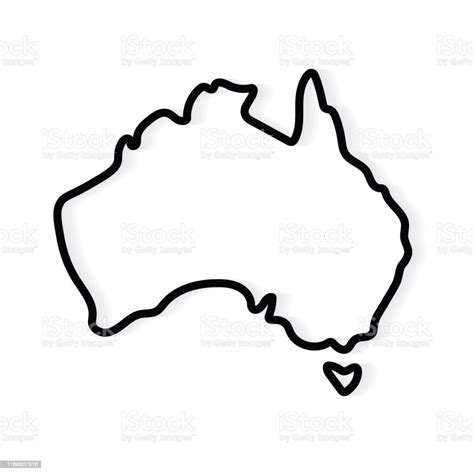 Black Outline Of Australia Map Stock Illustration Download Image Now