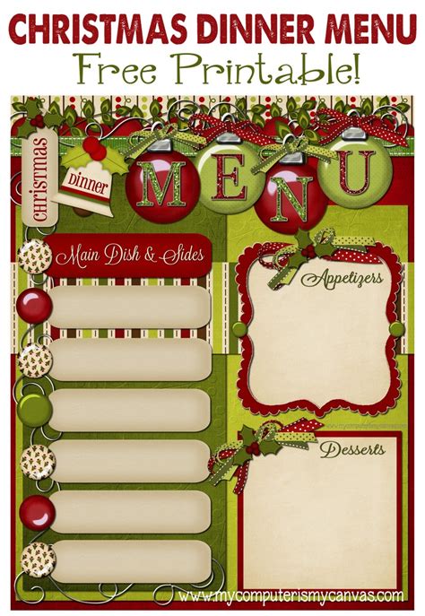 Here is a great photo for non traditional christmas dinner menu idea. FREEBIE - Christmas Day Menu Planner - My Computer is My ...