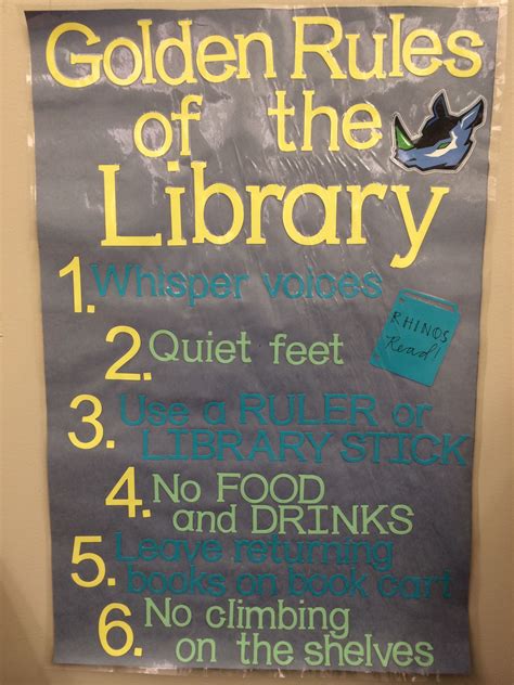 Golden Rules Of The Library This Could Work For Any Classroom Or