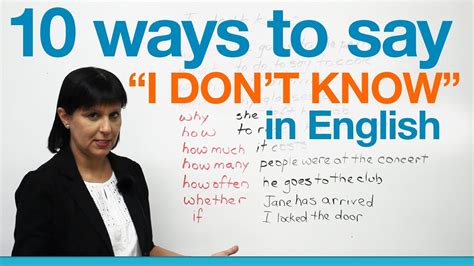 Ways To Say I Don T Know In English Youtube