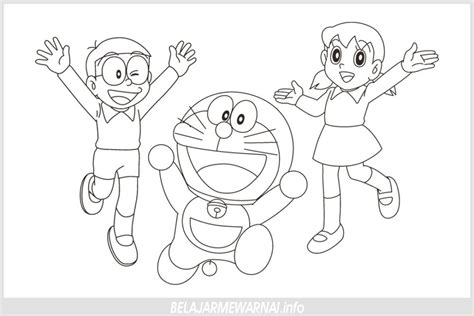 Gambar berikut adalah gambar kartun doraemon, gambarnya sangat sederhana dan mudah untuk diwarnai. Gambar Mewarnai Doraemon Nobita Dan Shizuka • BELAJARMEWARNAI.info