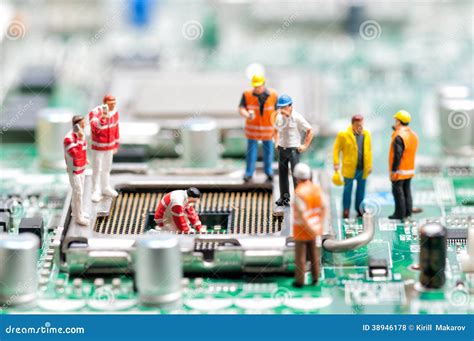 Team Of Engineers Repairing Circuit Board Stock Photo Image 38946178