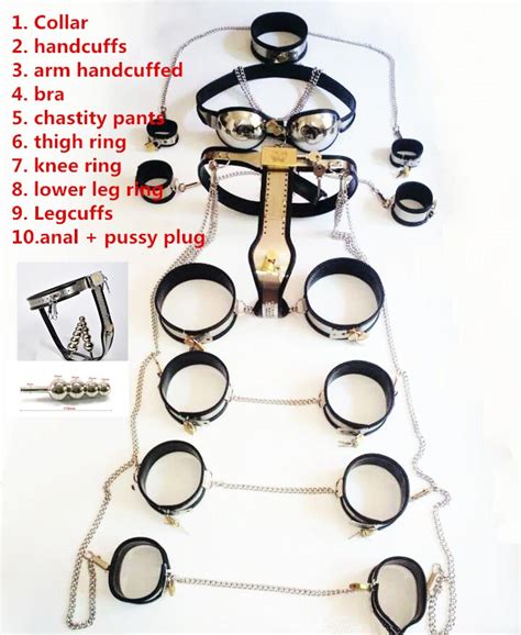 buy 11pcs set stainless steel female chastity whole body bdsm bondage