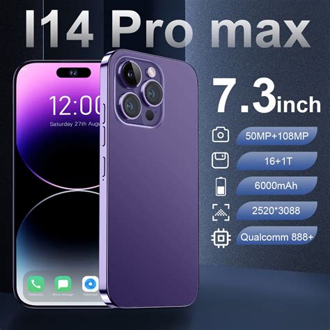 New Smartphone I14 Pro Max 5g Unlocked Face Id 6000mah Telefon 16gb 1tb