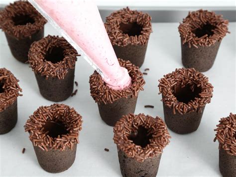 It's the perfect, quick dessert for special occasions. Raspberry Mousse-Filled Chocolate Cookie Shots | HGTV