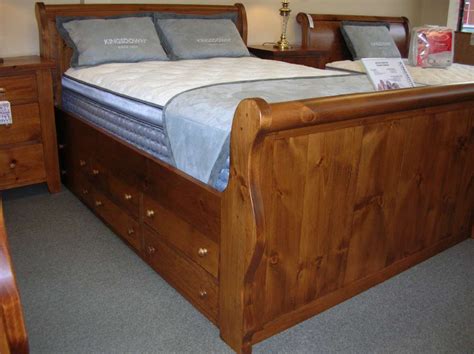 Pine Ninth River Queen Size Sleigh Bed W Storage Solid Wood