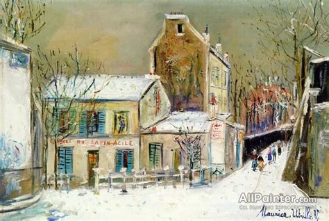 Maurice Utrillo The Lapin Agile Snow Effect Oil Painting Reproductions
