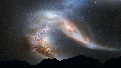 Hd Wallpaper Aurora Northern Lights Andromeda Galaxy Milky Way