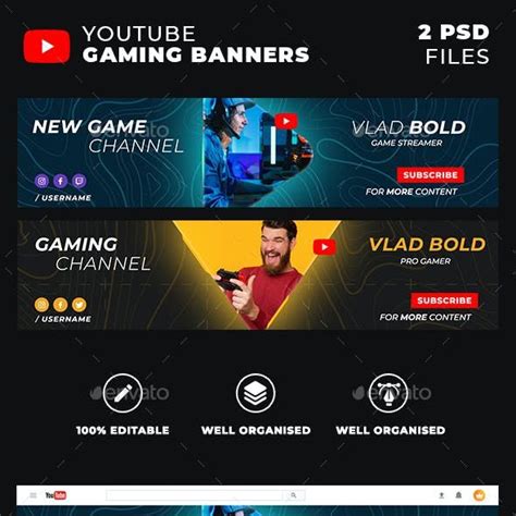 Stylish Gaming Youtube Banners Covers Banner Gaming Banner
