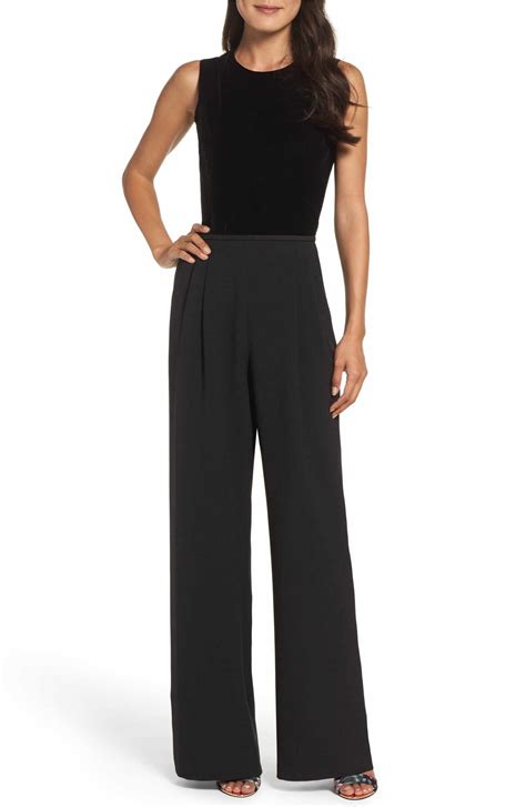 Main Image Eliza J Velvet And Crepe Jumpsuit Regular And Petite