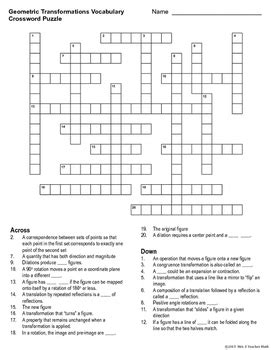 Geometry vocabulary crosswords worksheets teaching resources tpt. Geometric Transformations Vocabulary Crossword Puzzle by ...