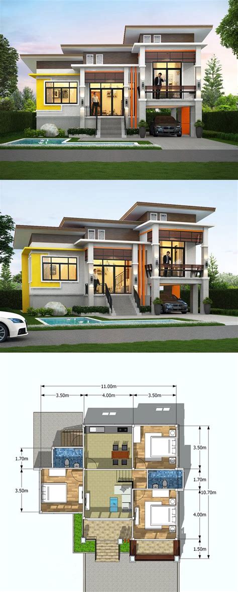 One And A Half Storey House Floor Plan With 3 Bedrooms 3 Storey House