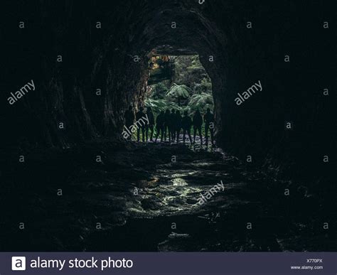 Silhouette People Standing Entrance Cave Stock Photos And Silhouette