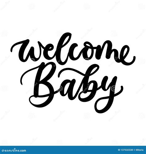 Welcome Baby Lettering Inscription For Baby Shower Invitation Or