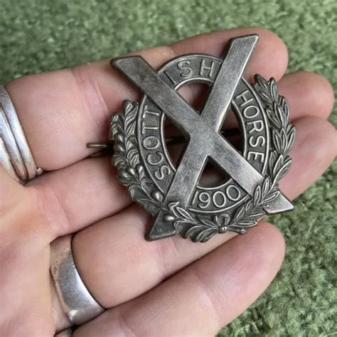 Original Ww1 First World War Brass Cap Badge 1900 Scottish Horse