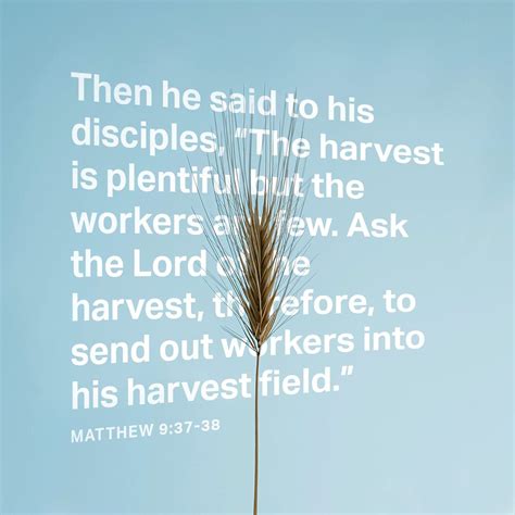 Matthew 937 38 He Said To His Disciples The Harvest Is Great But