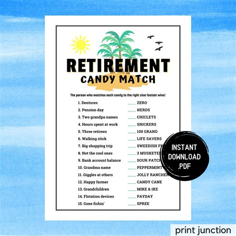 Retirement Party Games Retirement Candy Match Fun Retirement Games