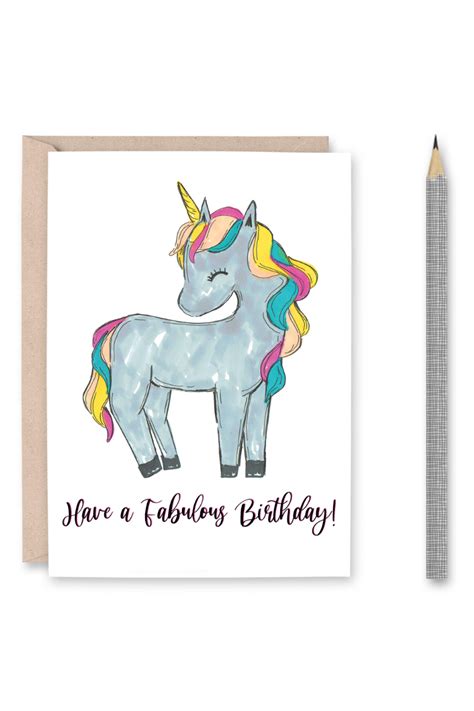 Unicorn Birthday Card Have A Fabulous Birthday Girls Birthday Card